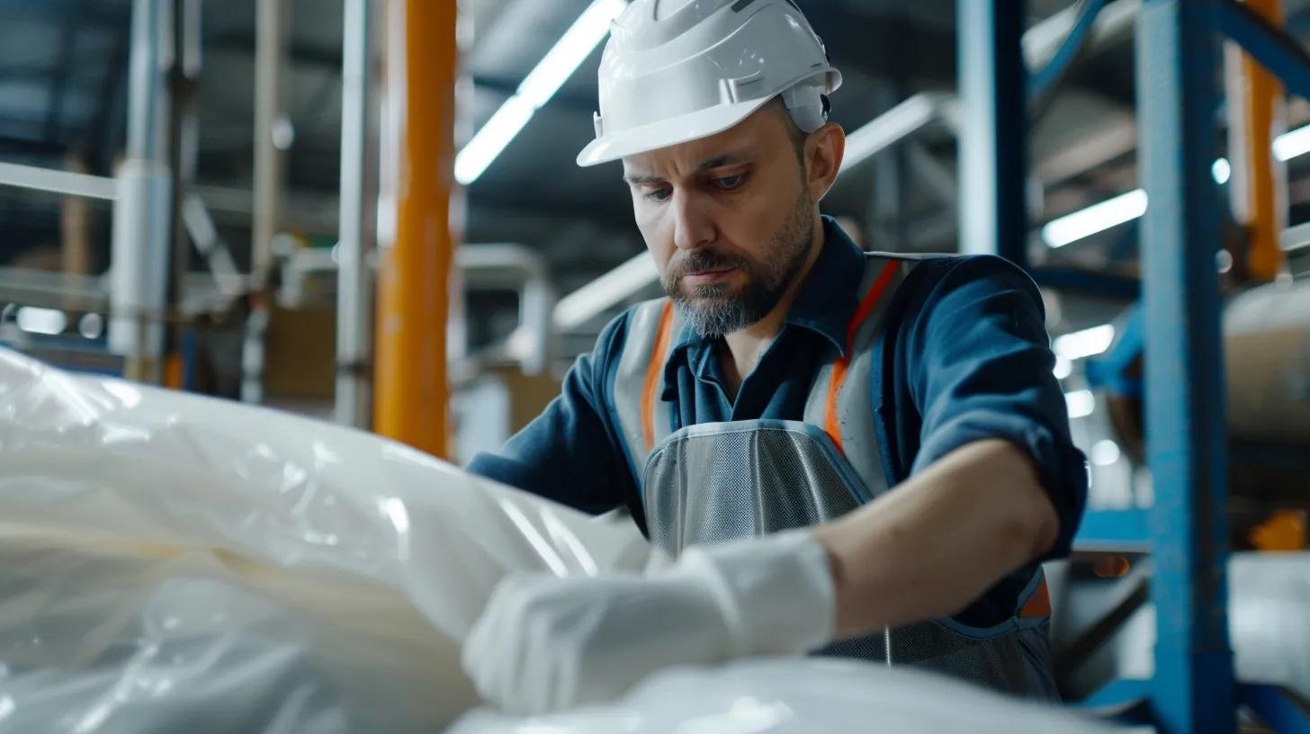 technician working on industrial bagging machine