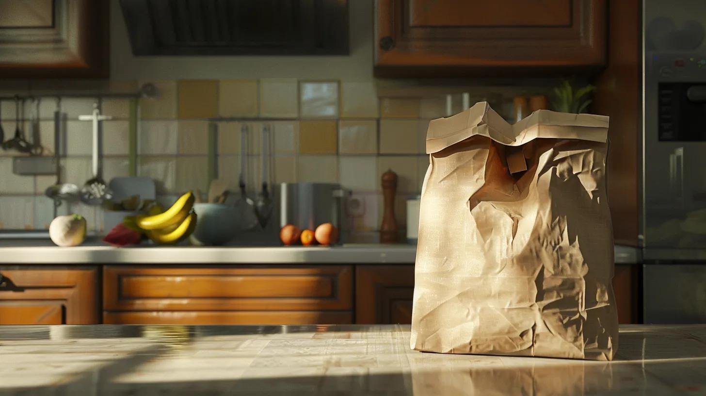 paper bag in a kitchen