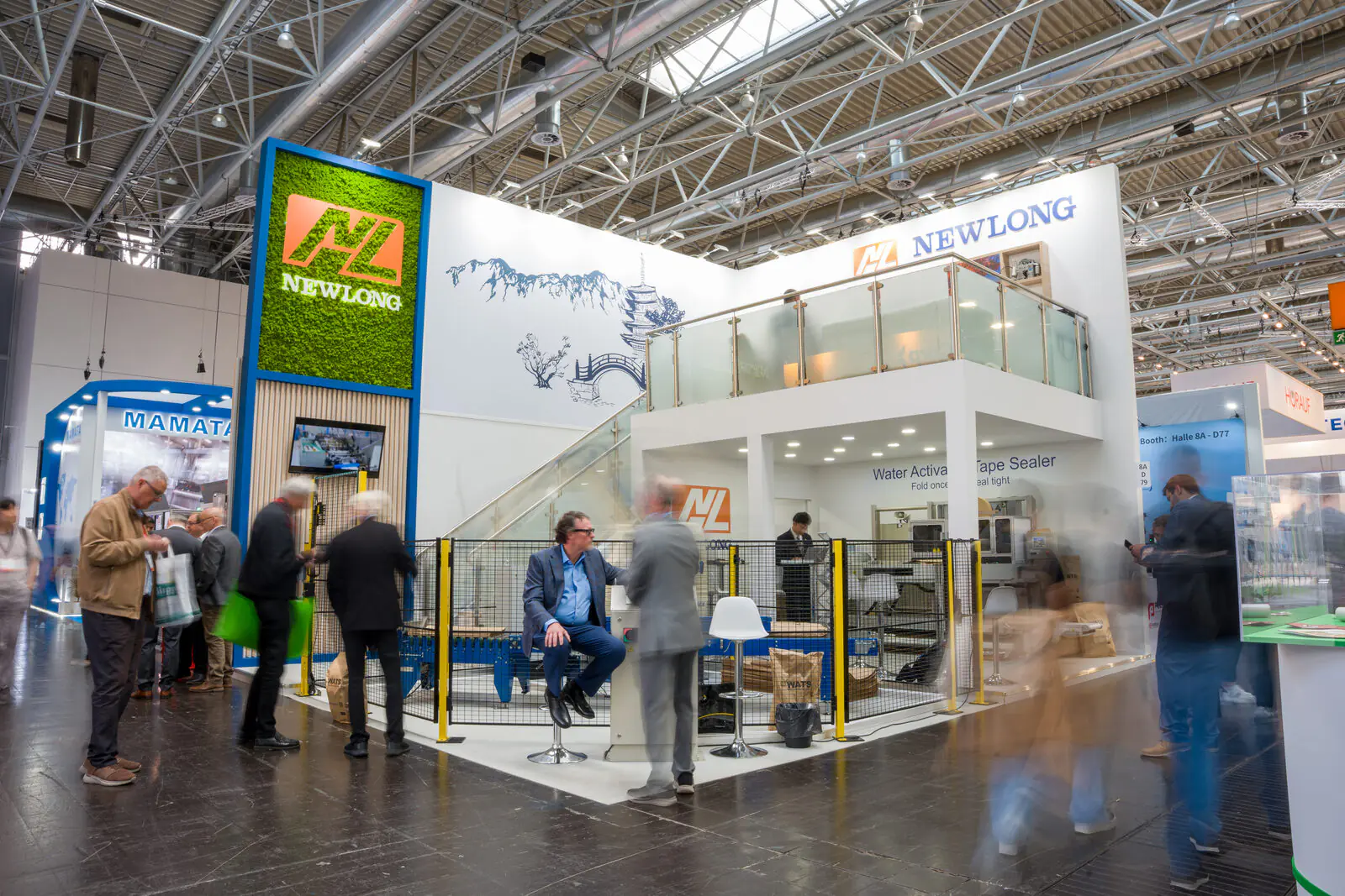 Newlong stand at Interpack 2026, alternative wide view with bag-engineering displays